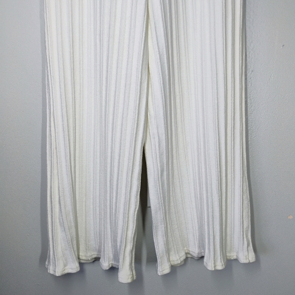 Free People Beach Cropped Ribbed Pants White Cream Comfy Pull On Size XS - Picture 2 of 12